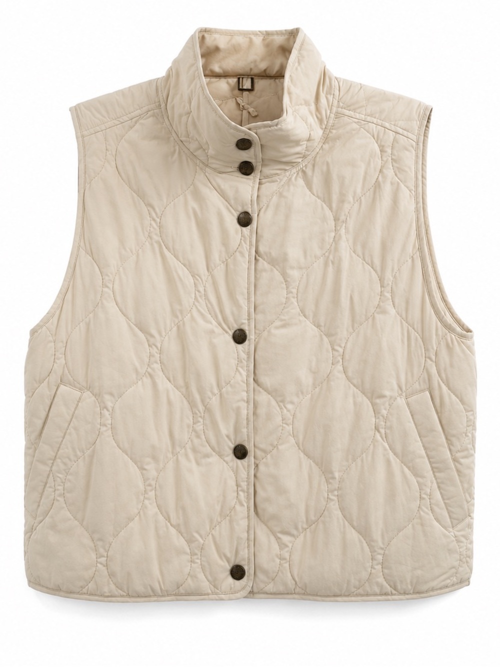 NWT Marine Layer Cream Quilted Puffer Vest Lightweight Fall Layering Size M - Picture 3 of 6